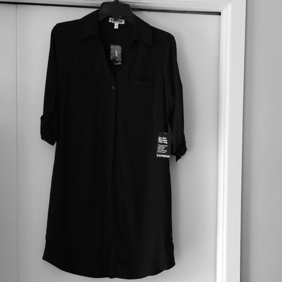 Dress Shirt Button Front Dress - Picture 1 of 4